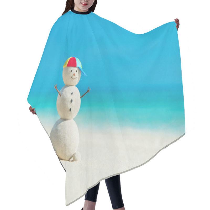 Personality  Smiling Happy Sandy Snowman Hair Cutting Cape