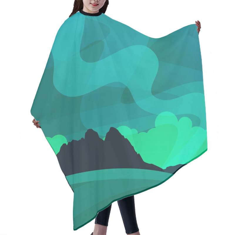 Personality  Nature Wallpaper With Northern Lights At Night, Illustration Of Scandinavian Polar Nature. Hair Cutting Cape