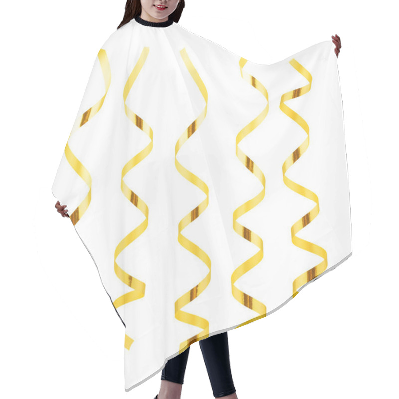 Personality  Curly Golden Ribbons On White Hair Cutting Cape