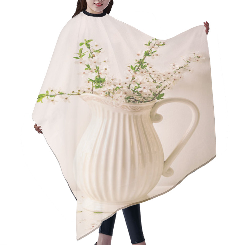 Personality  Jug With Blossoming Spring Branches Hair Cutting Cape