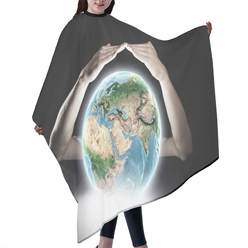 Personality  Human Hands Protecting Earth Planet Hair Cutting Cape