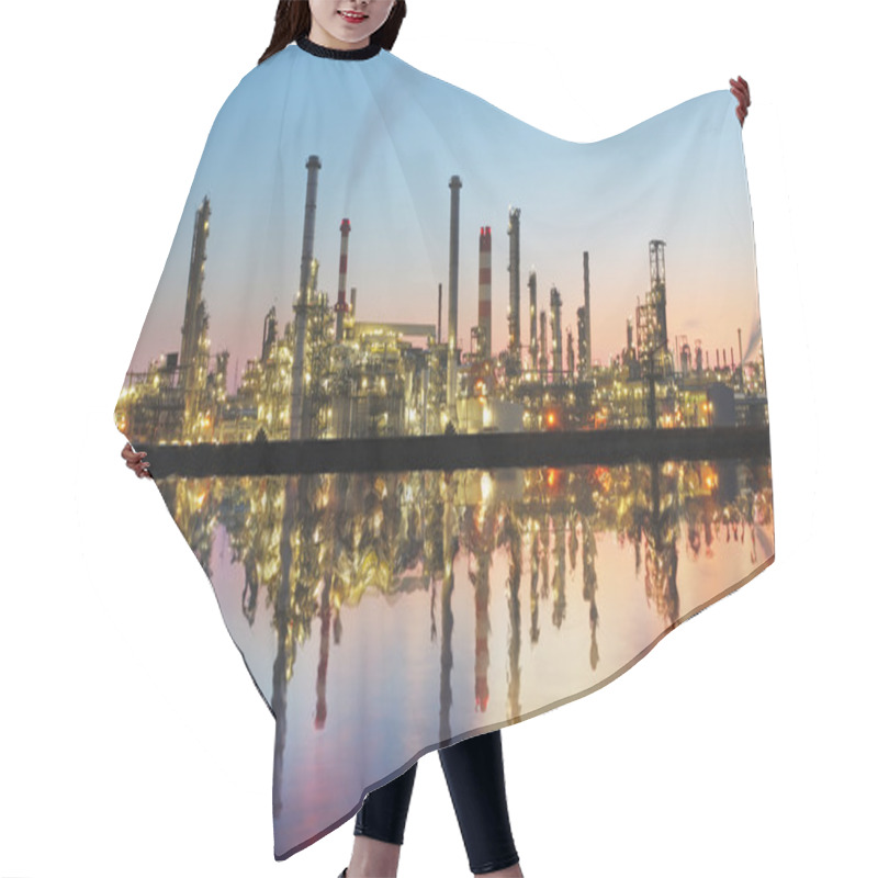 Personality  Oil And Gas Refinery At Twilight With Reflection Hair Cutting Cape