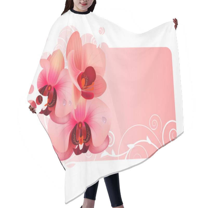 Personality  Ornate Frame With Orchid Pink Flowers Hair Cutting Cape