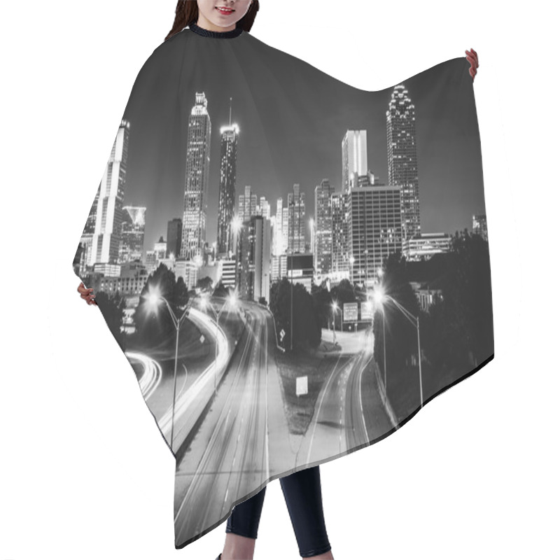 Personality  Traffic On Freedom Parkway And The Atlanta Skyline At Night, See Hair Cutting Cape