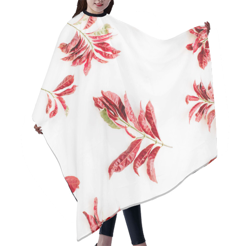 Personality  Red Branches Pattern On White Hair Cutting Cape