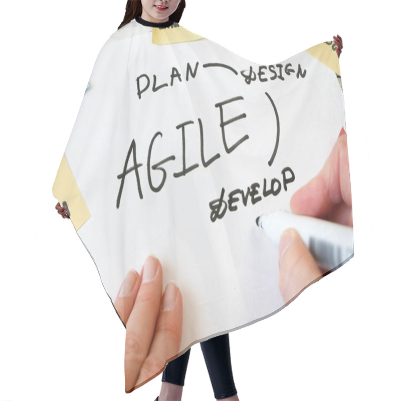 Personality  Hand Drawing Software Scrum Agile Circle In Board With Paper Task, Closeup Hair Cutting Cape