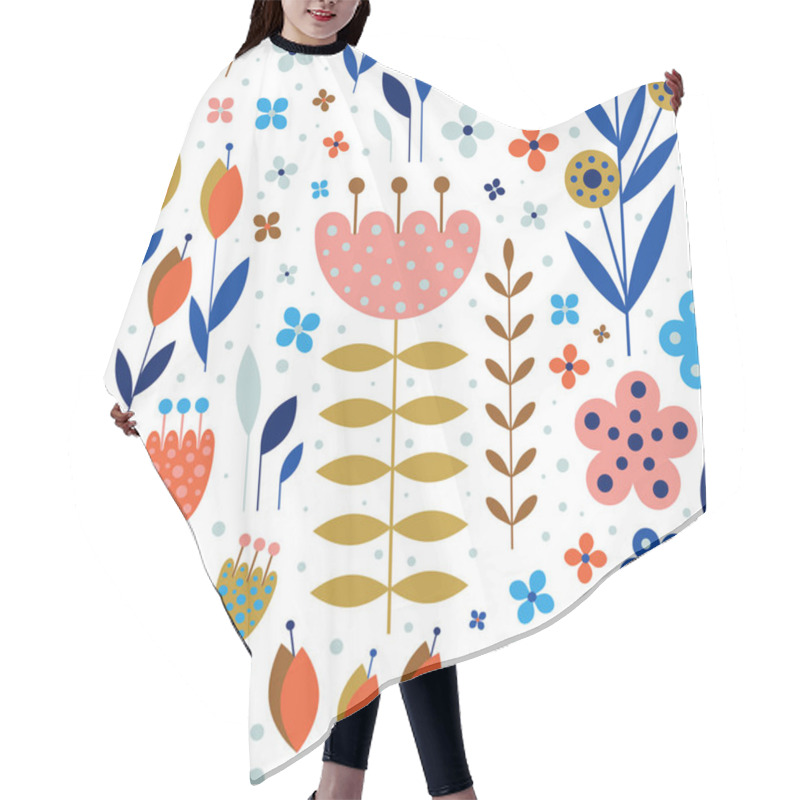 Personality  Abstract Flowers And Plants Botanical Flat Pattern Hair Cutting Cape