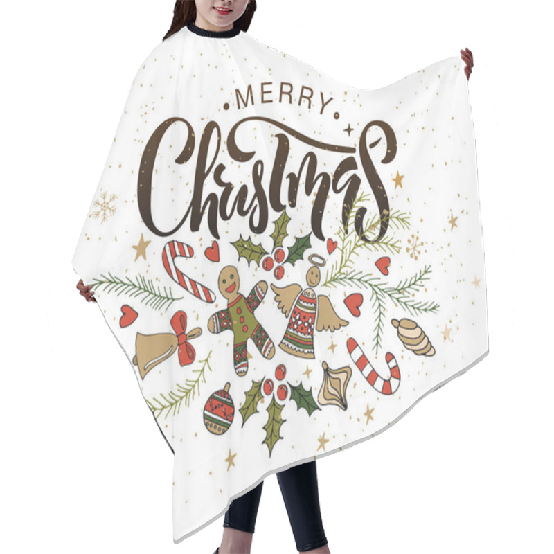 Personality  Decorations And Calligraphic Inscription Merry Christmas Hair Cutting Cape