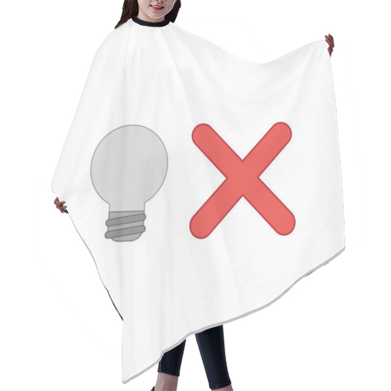 Personality  Vector Icon Concept Of Light Bulb With X Mark. Hair Cutting Cape