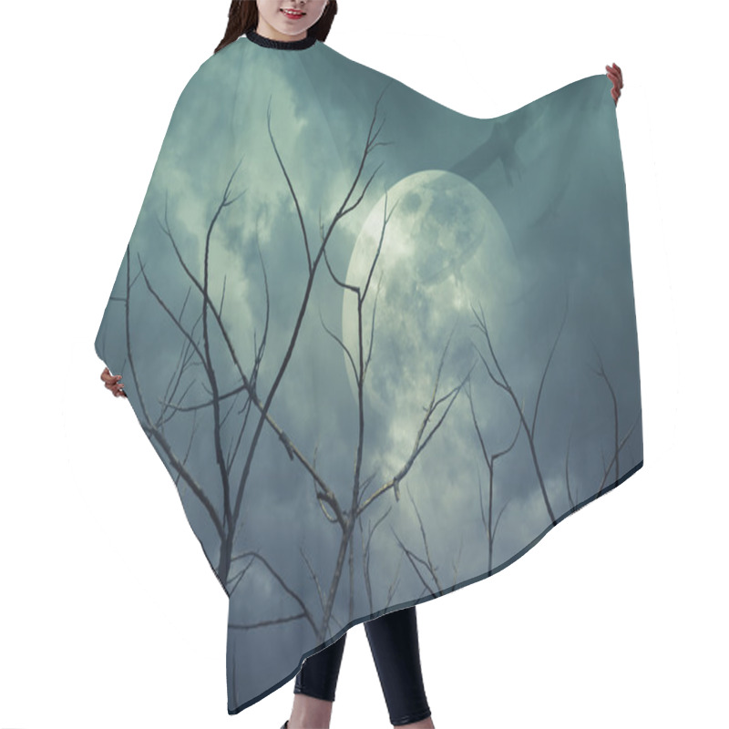 Personality  Spooky Forest With Full Moon, Dead Trees, Halloween Background Hair Cutting Cape