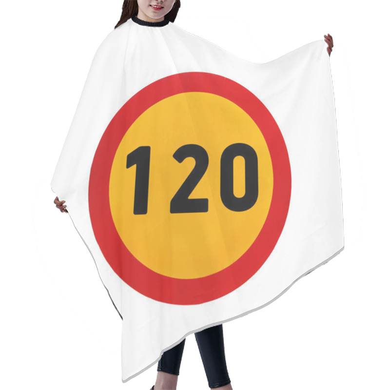 Personality  Yellow Round Speed Limit 120 Road Sign Hair Cutting Cape