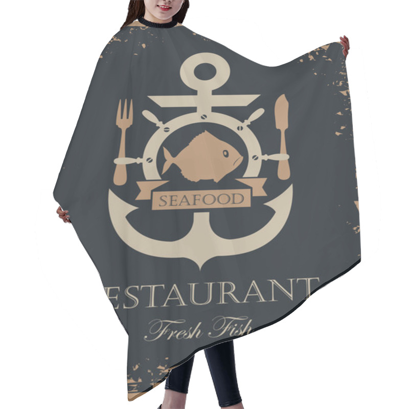 Personality  Ship Anchor And Seafood Hair Cutting Cape