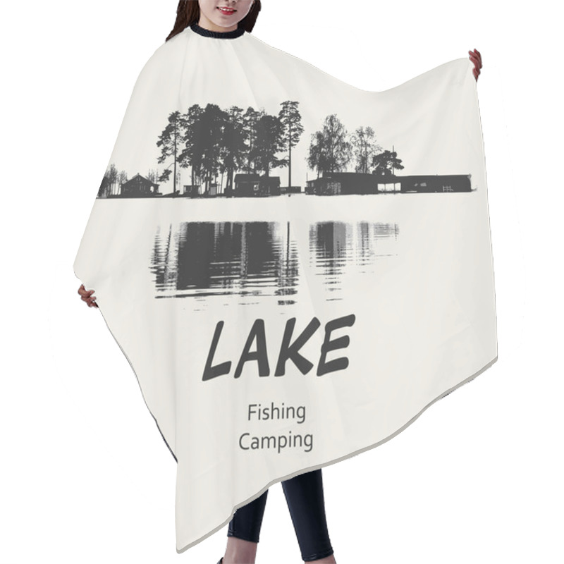 Personality  Lake Fishing Camping Design Placard  Hair Cutting Cape