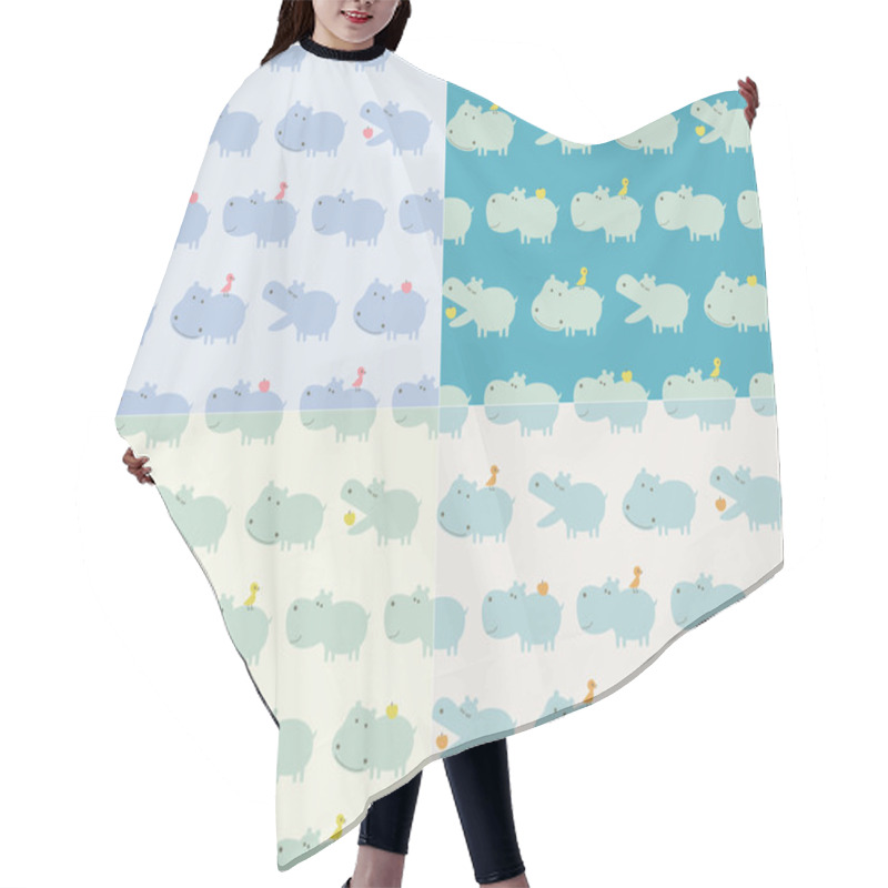 Personality  Hippo Cartoon Animals Hair Cutting Cape