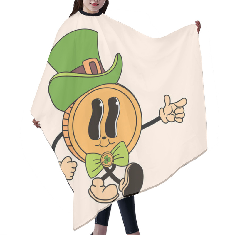 Personality  A Retro Cartoon-style Coin With A Green Hat And Bow Tie, Designed As A St. Patrick's Day Mascot Hair Cutting Cape