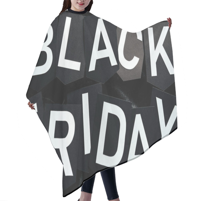 Personality  Top View Of Black Friday Lettering On Black Background Hair Cutting Cape