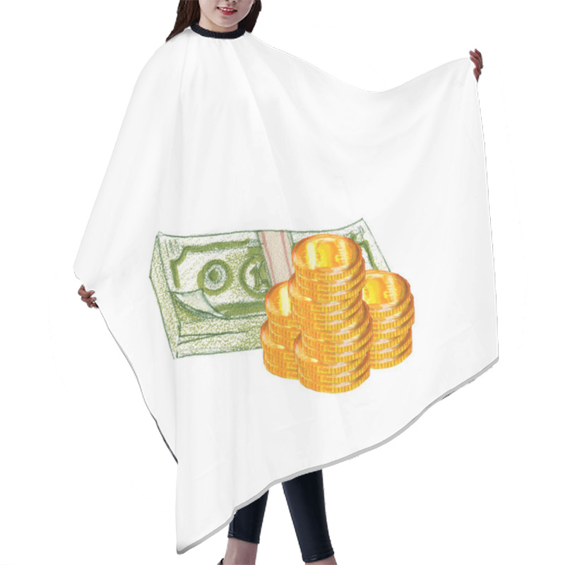 Personality  Money, Banknotes And Coins Hair Cutting Cape