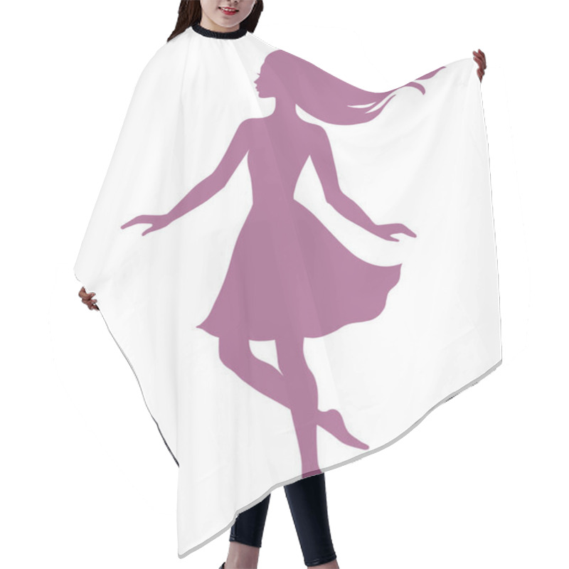 Personality  Hand Drawn Dancing Girl, Vector Silhouette Illustration. Hair Cutting Cape