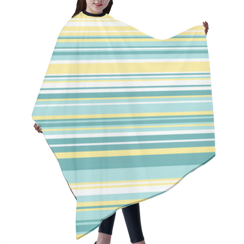 Personality  Vibrant Horizontal Stripes In Pastel Yellow, Teal, And White.  Perfect For Backgrounds, Textile Designs, Or Summer-themed Projects. Clean, Simple, And Endlessly Repeatable. Hair Cutting Cape