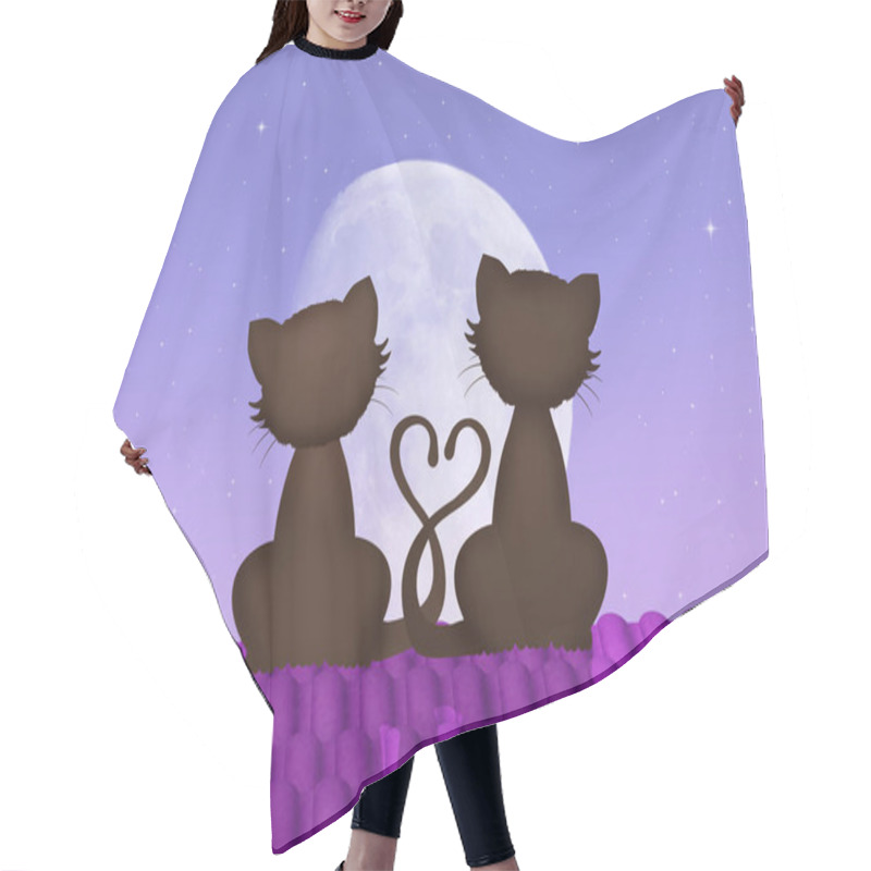 Personality  Cats In Love On Roof Hair Cutting Cape