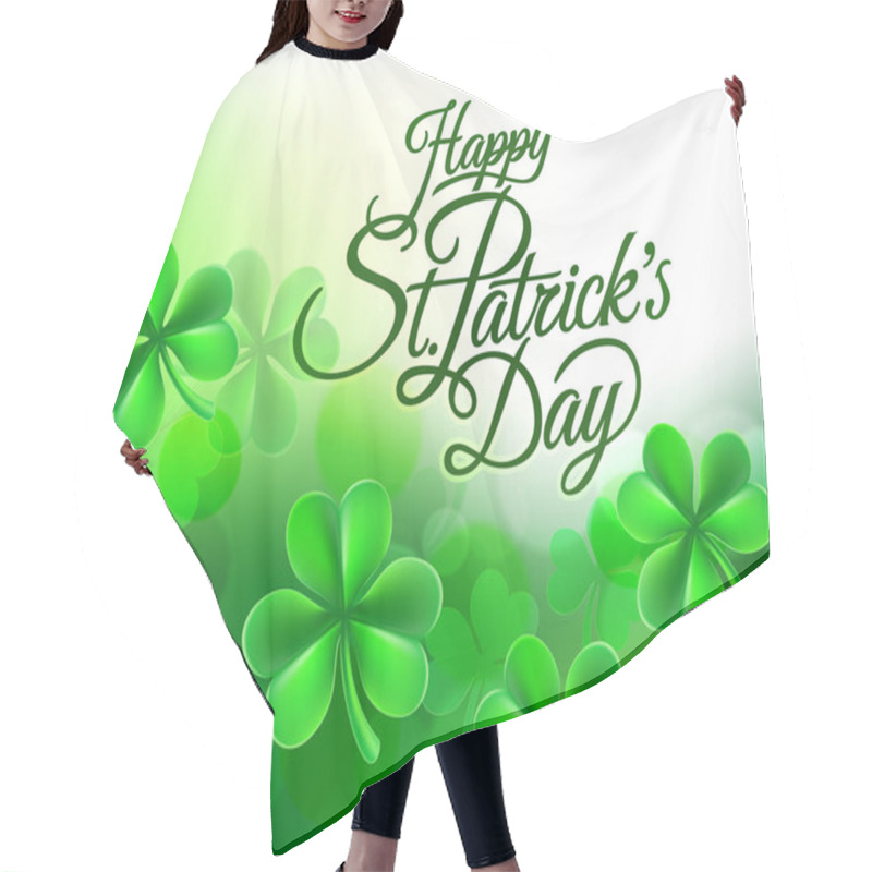 Personality  A Happy St Patricks Day Green Shamrock Clover Leaf Background Sign Hair Cutting Cape