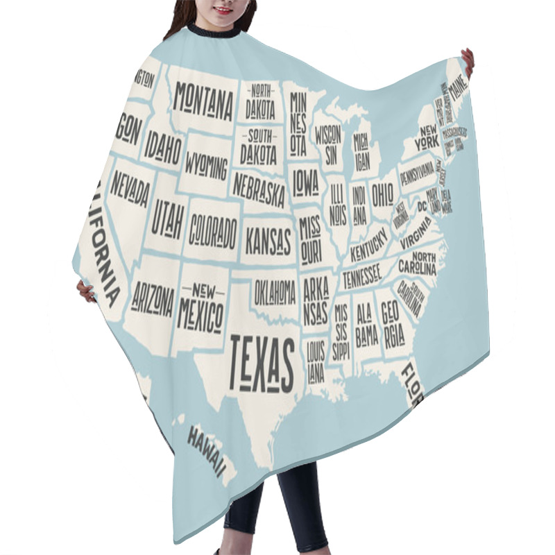 Personality  Poster Map Of United States Hair Cutting Cape