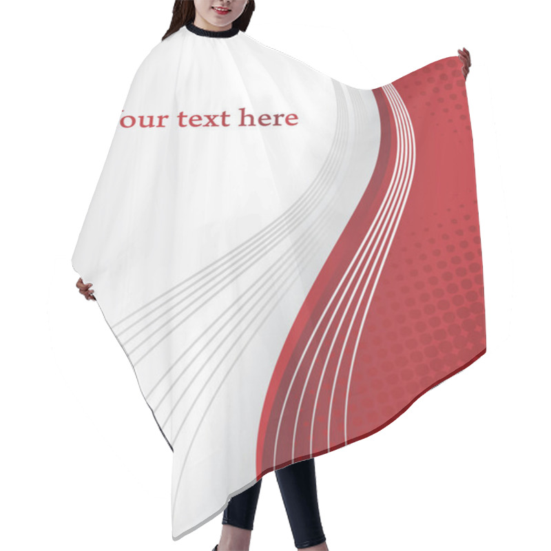 Personality  Red And Grey Vector Background With Dots And Abstract Curly Lines. Corporate Presentation Design With Text Space. Hair Cutting Cape