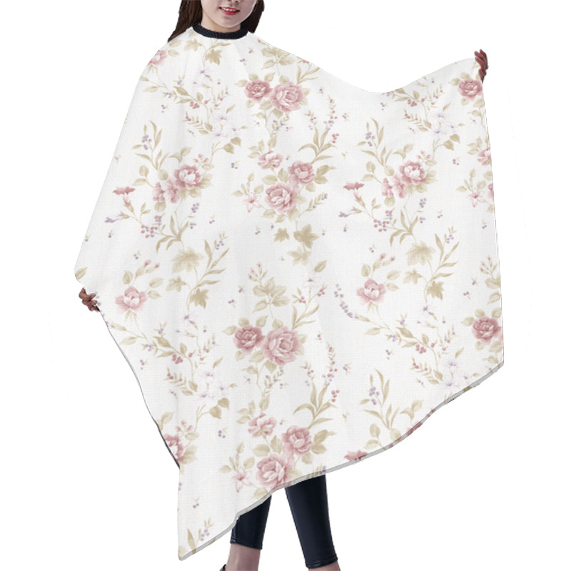 Personality  Rose Bouquet Design Seamless Pattern With White Background Hair Cutting Cape