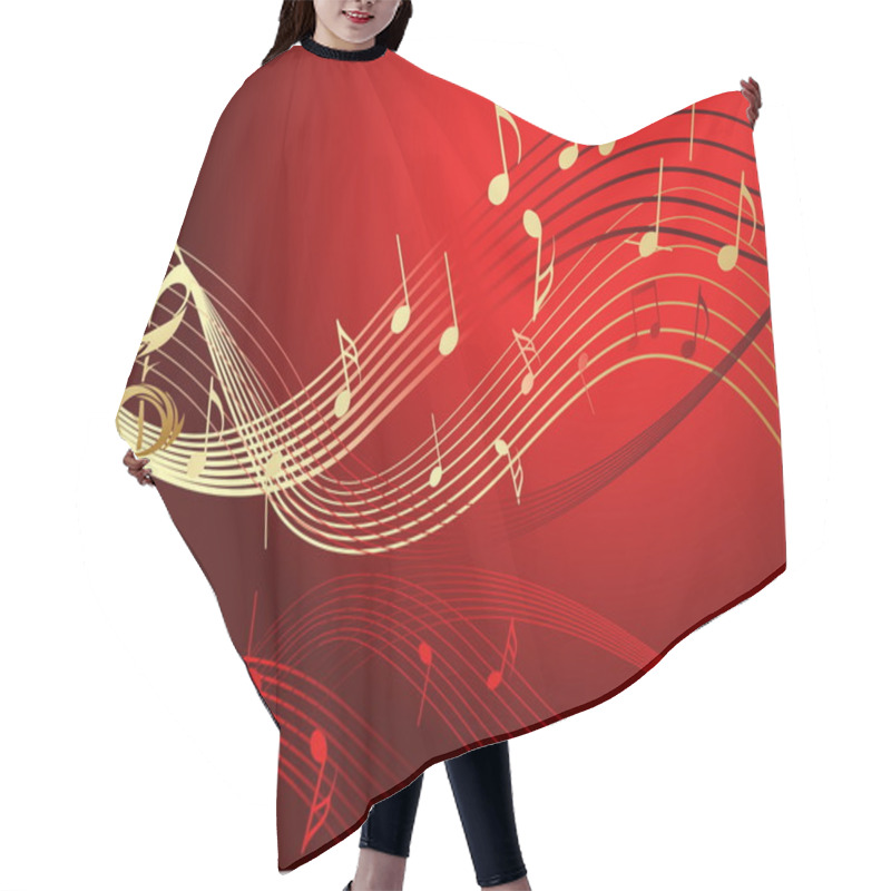 Personality  Music Notes On Red Hair Cutting Cape