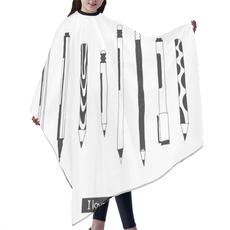 Personality  Hand Drawn Stationery Set Hair Cutting Cape