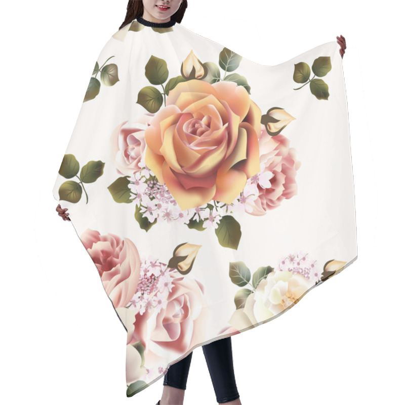 Personality  Beautiful Seamless Wallpaper Pattern With Rose Flowers Hair Cutting Cape