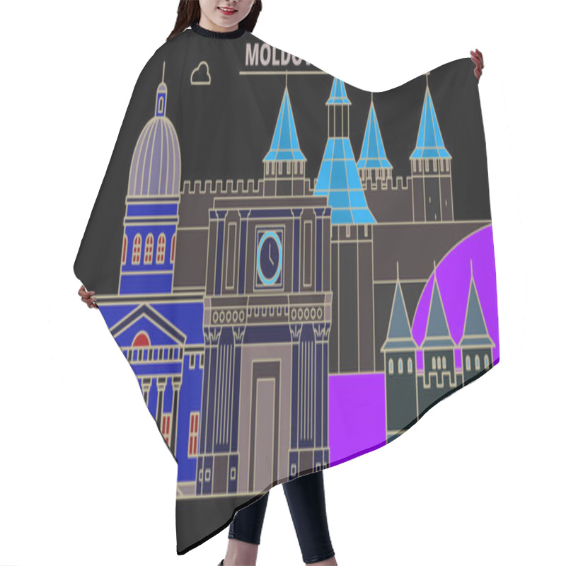 Personality  Moldova Flat Travel Skyline Set. Moldova Black City Vector Illustration, Symbol, Travel Sights, Landmarks. Hair Cutting Cape