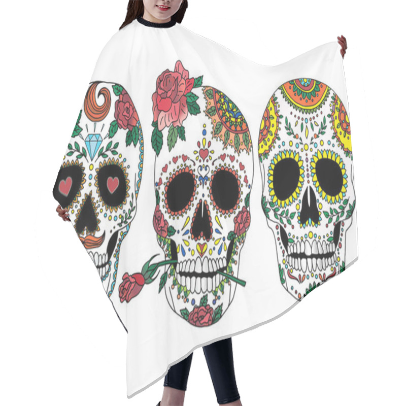 Personality  Painted Skull Pattern In Mexican Style Hair Cutting Cape