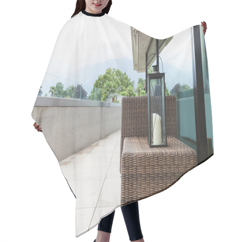 Personality  View Of A Modern Balcony Hair Cutting Cape