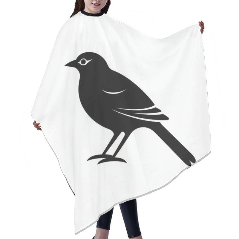 Personality  A Sleek, Black Silhouette Of A Bird Standing Gracefully, Showcasing Its Elegant Profile. Hair Cutting Cape