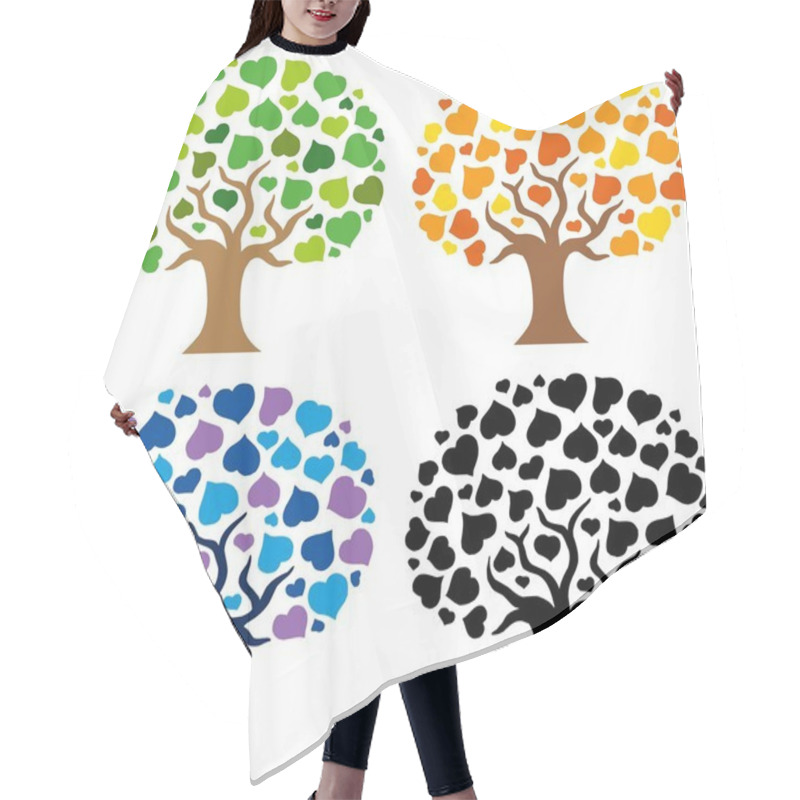 Personality  Various Trees Silhouettes Hair Cutting Cape