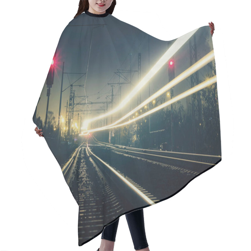 Personality  Train Light Trail With Red Lights, Long Exposure Hair Cutting Cape