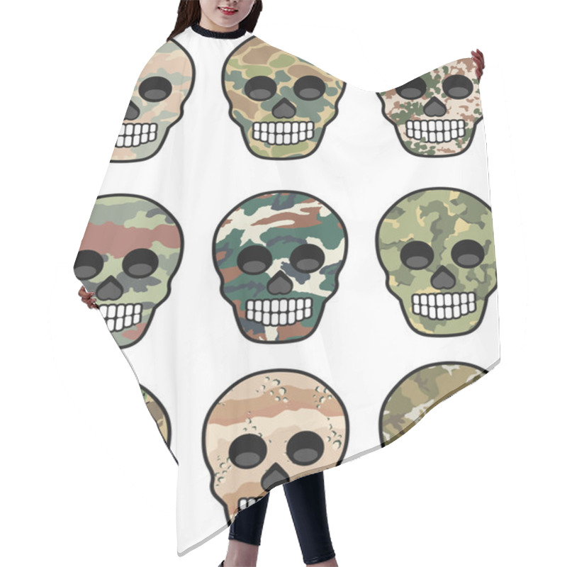 Personality  Camouflage Skull Coat Of Arms Skull Coat Of Arms Hair Cutting Cape