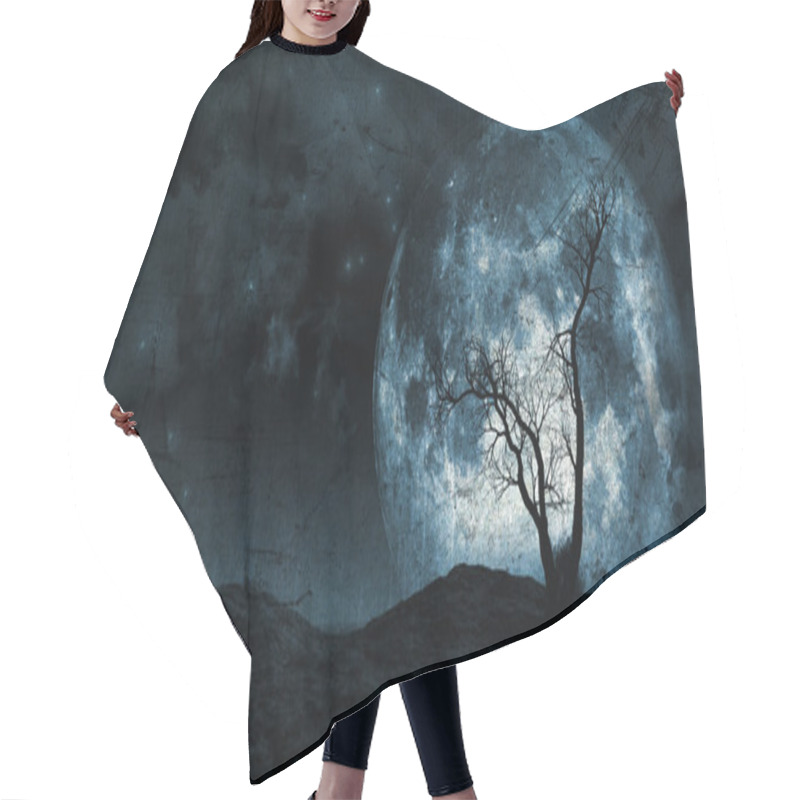 Personality  Grunge Tree And Moon Background Hair Cutting Cape