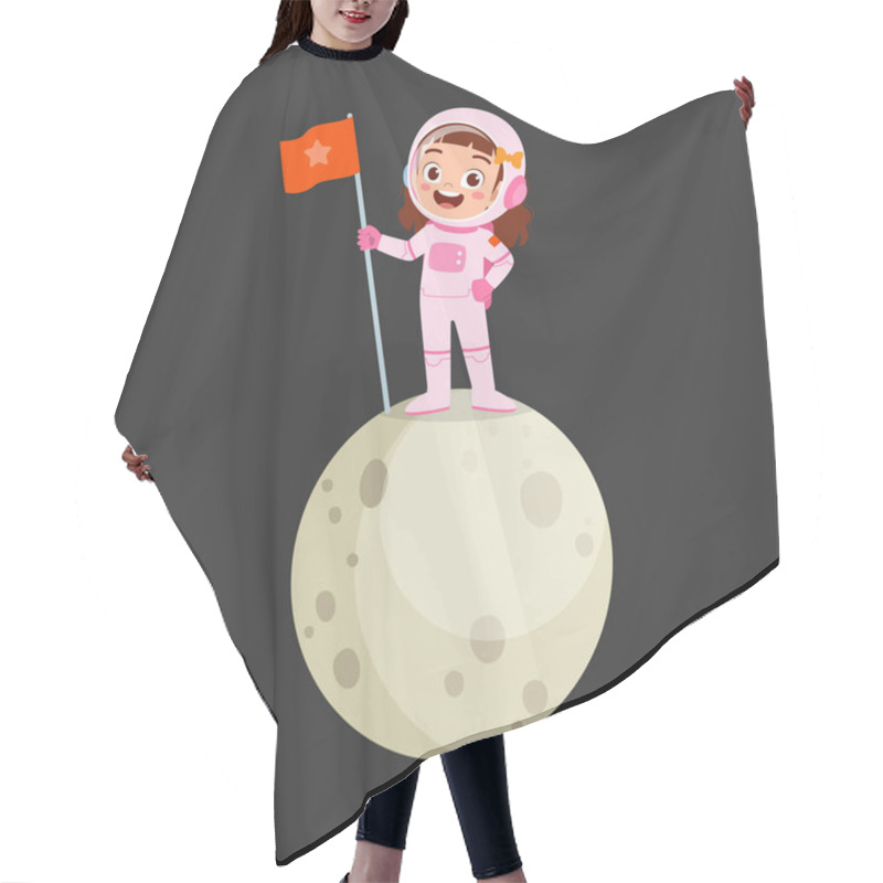 Personality  Little Astronaut Costume And Stand On Moon Holding Flag Hair Cutting Cape