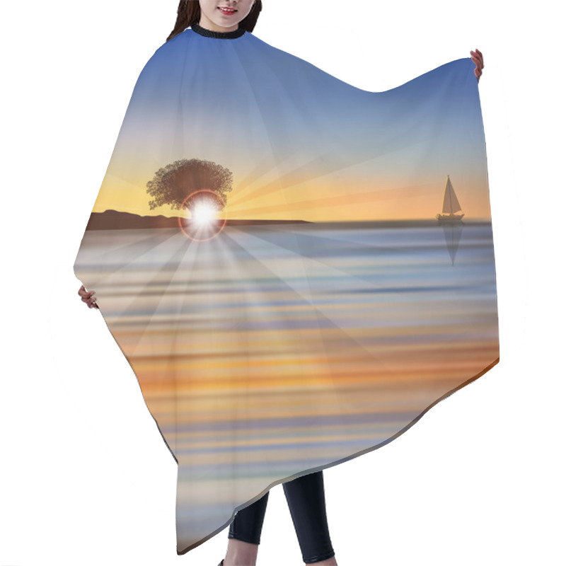 Personality  Abstract Nature Background With Sea Sunrise Hair Cutting Cape