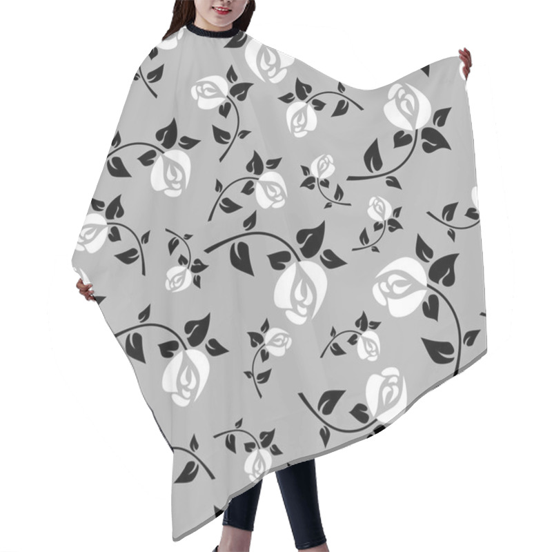 Personality  Seamless Ornament With White Roses Hair Cutting Cape