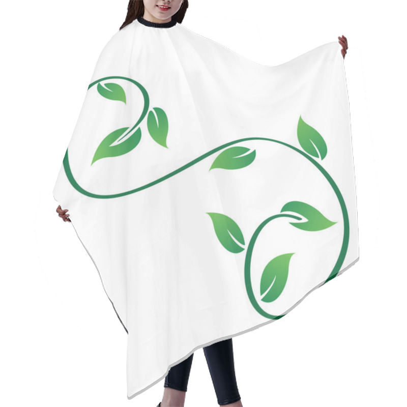 Personality  Green Swirly Leaves Logo Vector Hair Cutting Cape