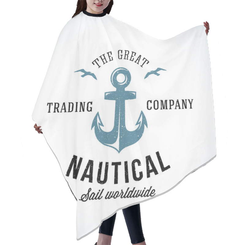 Personality  Simple Anchor Retro Logo Template For Any Kind Of Marine Business. Textured. Hair Cutting Cape