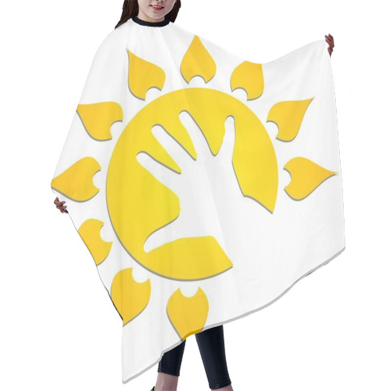 Personality  Sun With Children Hands. Hair Cutting Cape