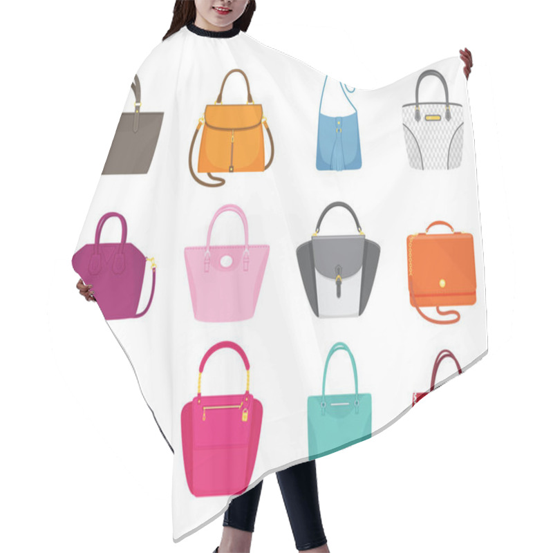 Personality  Women Handbags Collection Fashionable Set Vector Hair Cutting Cape