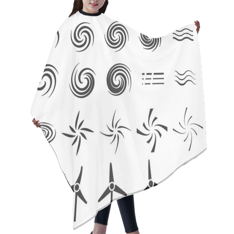 Personality  Set Of Wind Icons In Many Style Hair Cutting Cape