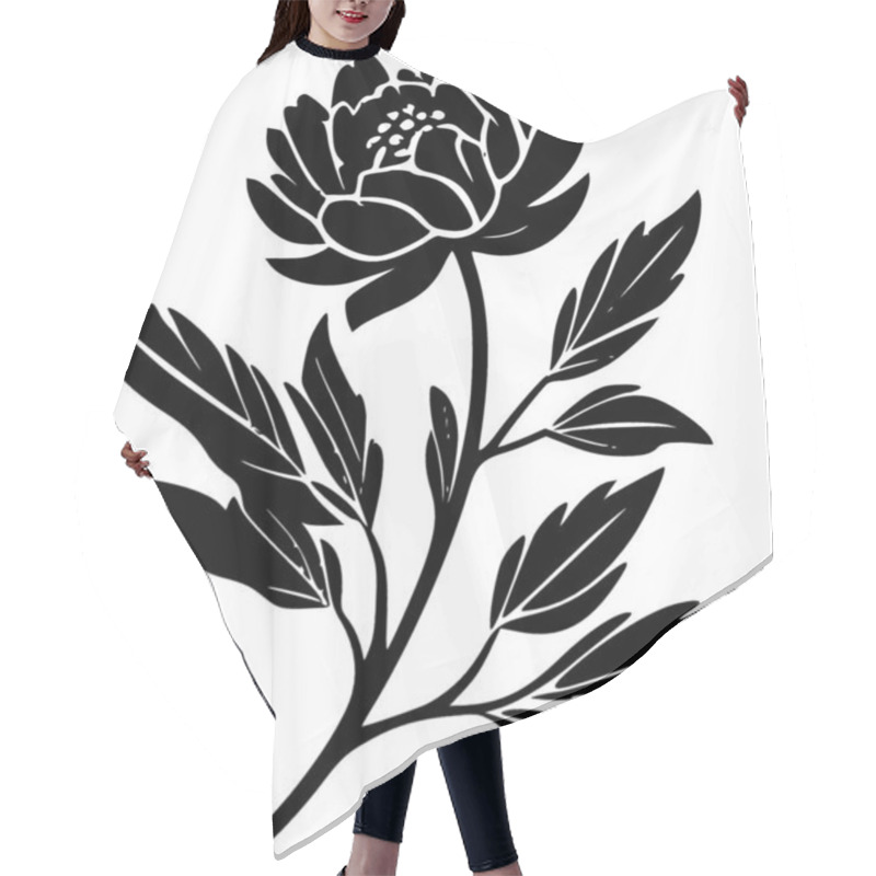 Personality  Peony - Minimalist And Simple Silhouette - Vector Illustration Hair Cutting Cape