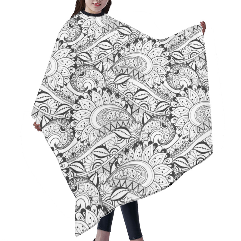 Personality  Seamless Monochrome Floral Pattern Hair Cutting Cape