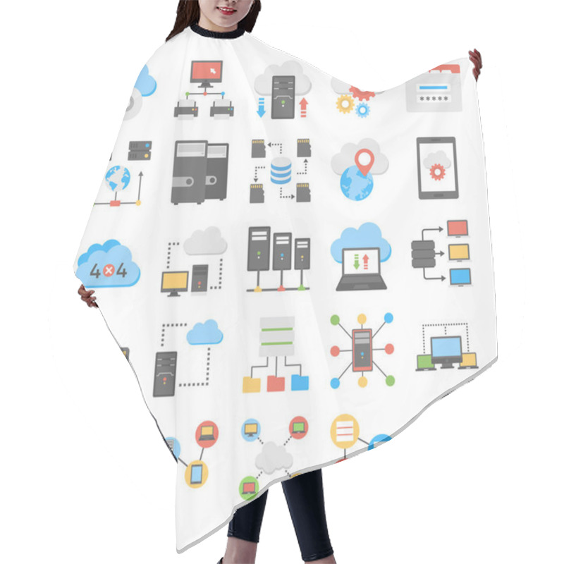 Personality  Web Hosting And Cloud Storage Flat Vector Icons Hair Cutting Cape